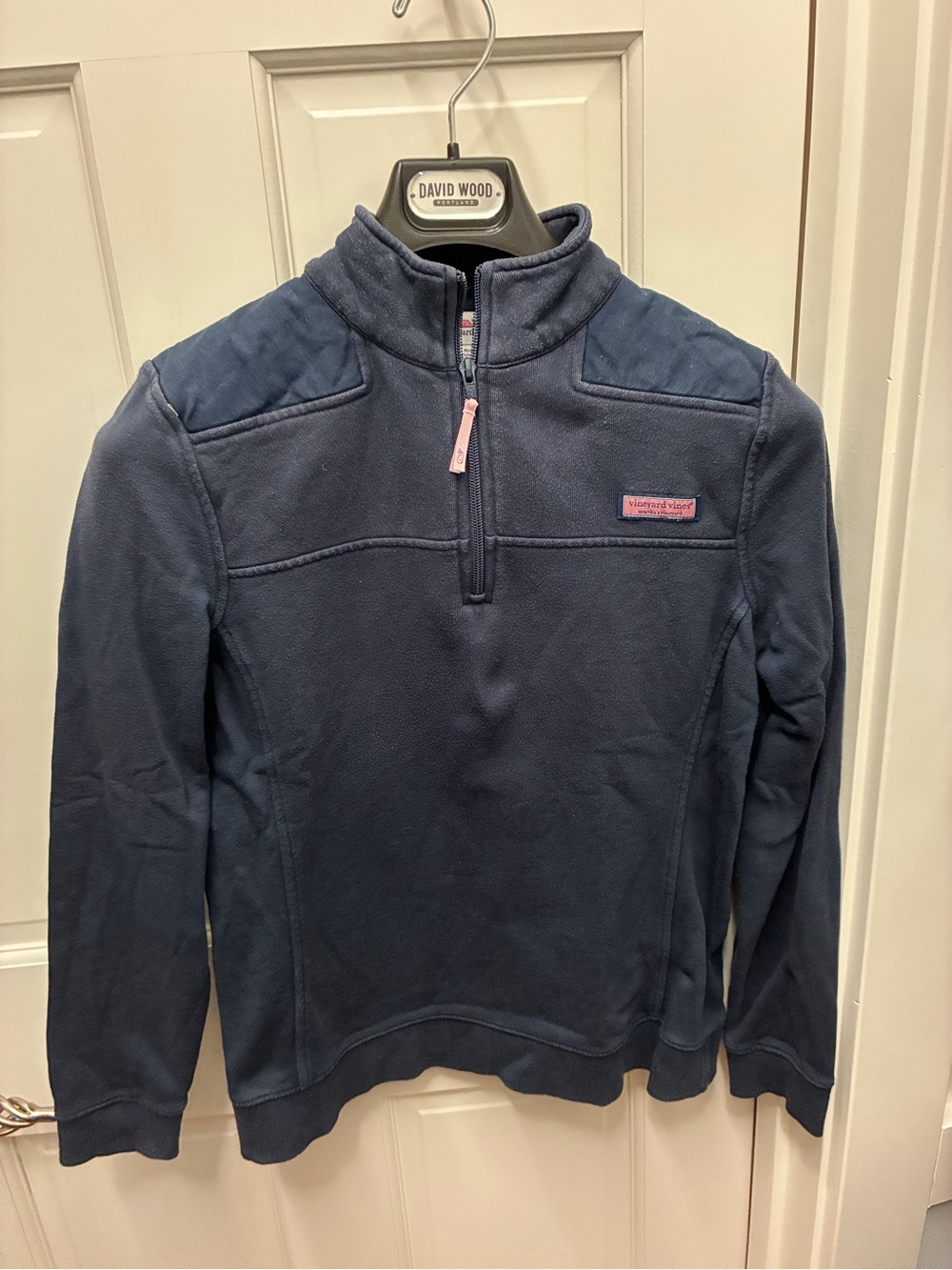 Vineyard Vines Navy Pullover with Pink Logo Accent